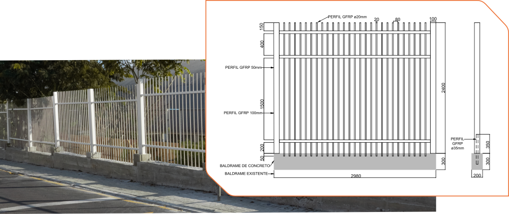 Projetos gradil de GFRP Projetos gradil de GFRP